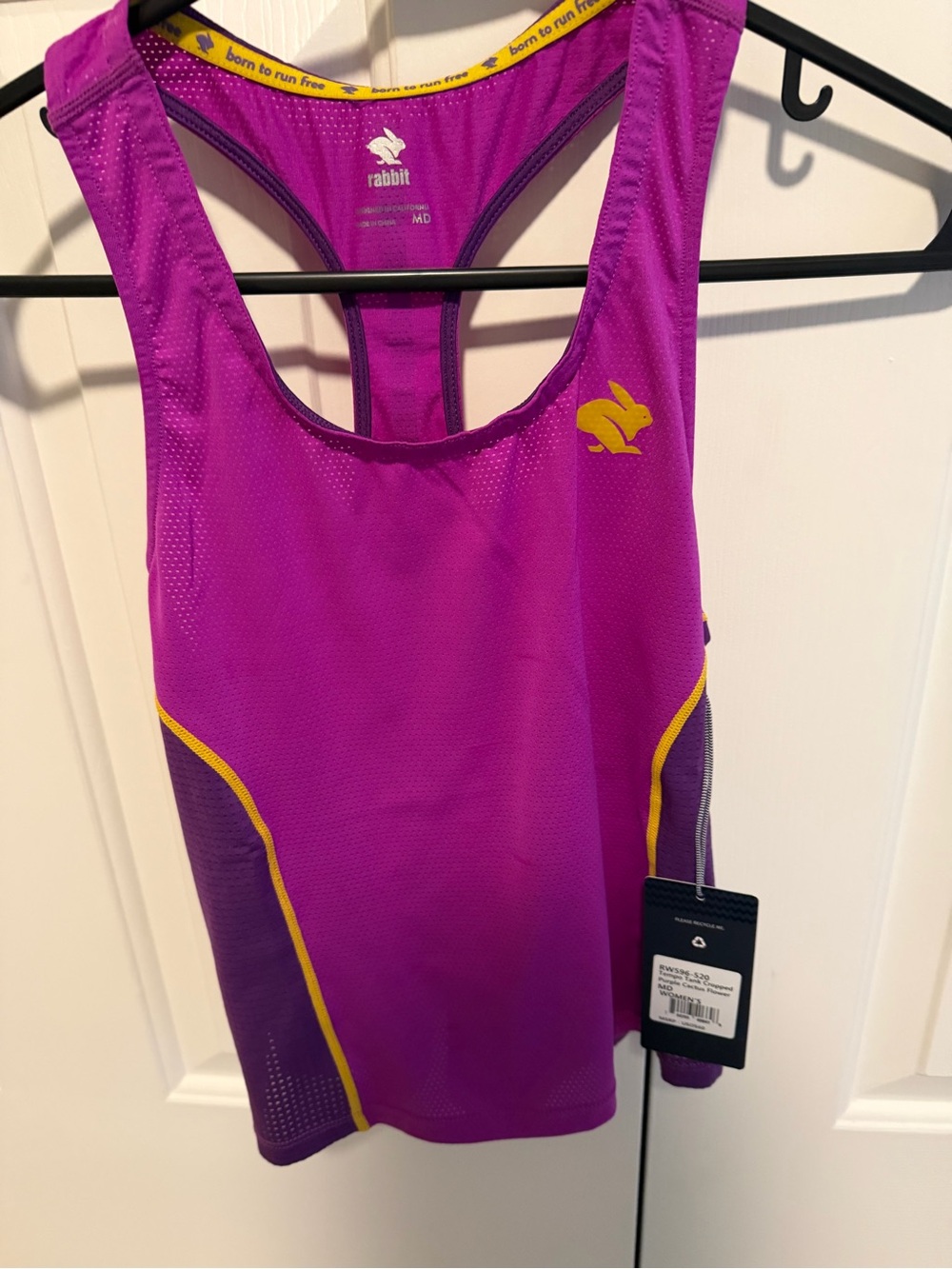Rabbit tempo tank cropped in Purple with Yellow Trim